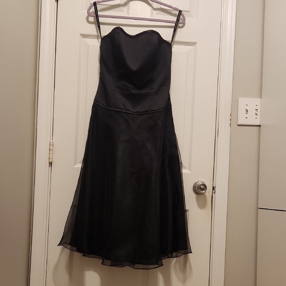 Alfred Angelo Dresses & Skirts - ALFRED ANGELO SIZE L Black Ruched Midi Dress Sweetheart Neckline